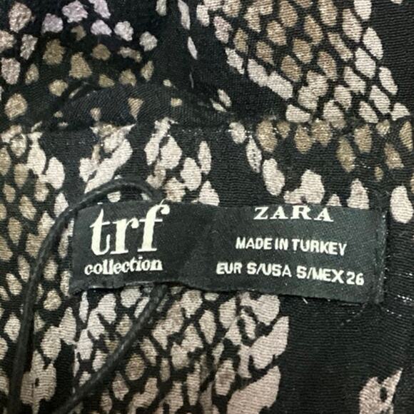 Zara TRF Collection Beige Black Snake Skin High Waisted Slip Maxi Skirt Size S - Picture 5 of 6